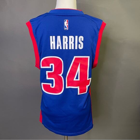 Detroit Pistons NBA Jersey Harris 34 Small Adidas Red Blue Basketball - Picture 6 of 9